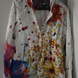 Women Robert Graham Star Wars Colorful Floral Shirt XLarge